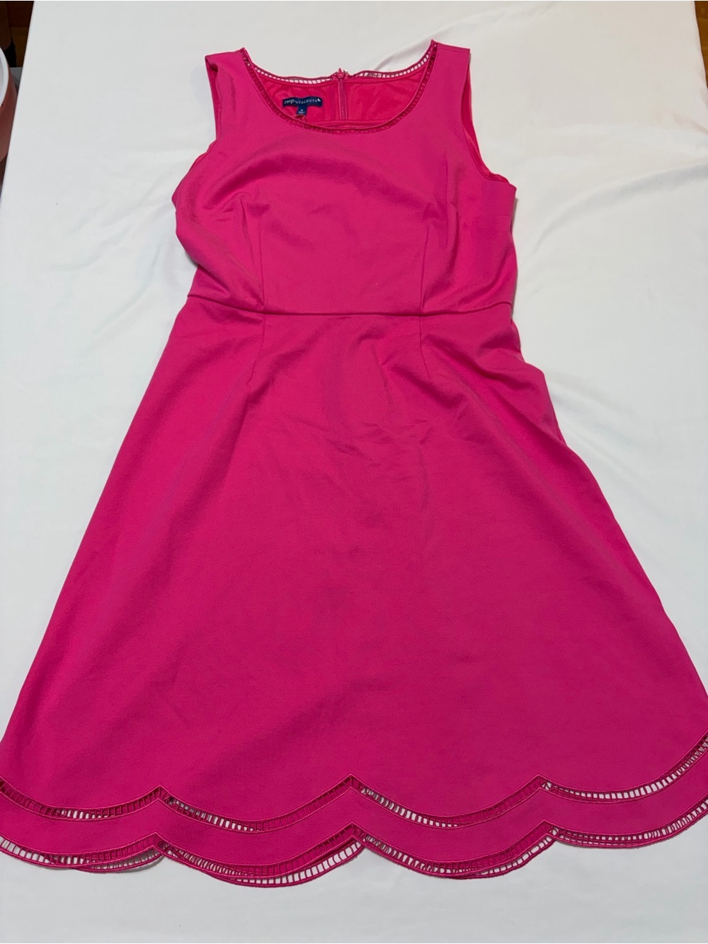 RSVP by Talbots Pink Scallop Hem Dress Sleeveless Cocktail Fit Flare Size 8